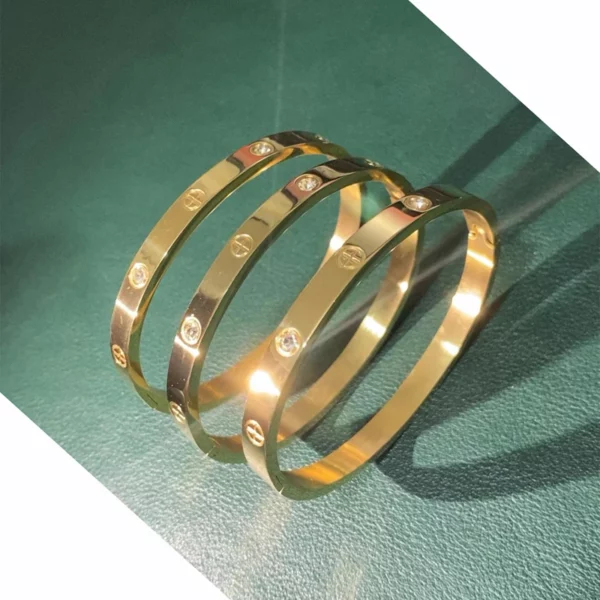 Gold Zircon Cross Nut Nail Bracelet - Image 5