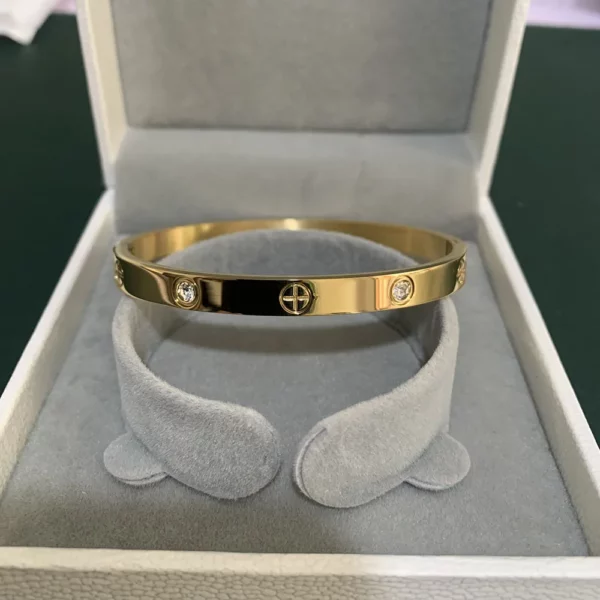 Gold Zircon Cross Nut Nail Bracelet