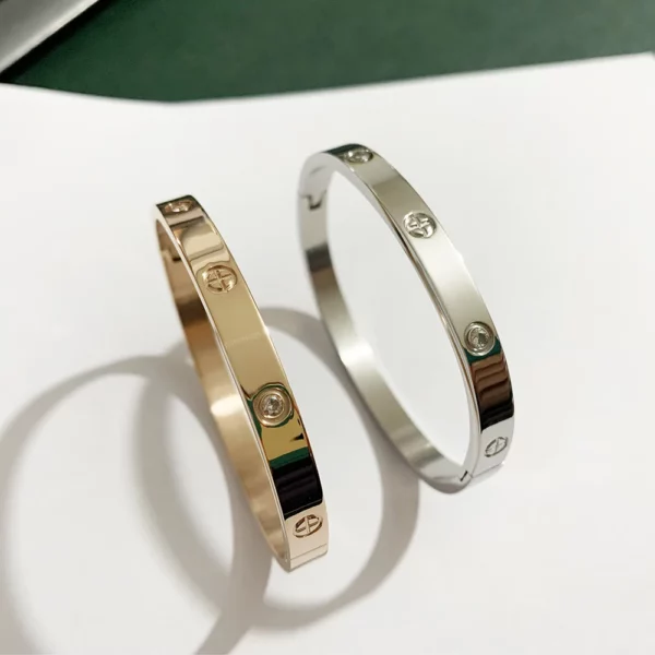 Gold Zircon Cross Nut Nail Bracelet - Image 4