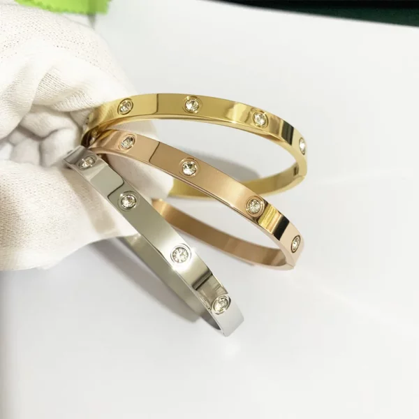 Gold Zircon Cross Nut Nail Bracelet - Image 2