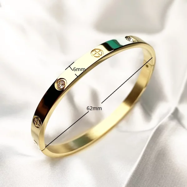Gold Zircon Cross Nut Nail Bracelet - Image 8