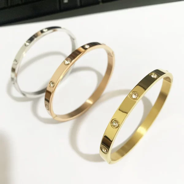 Gold Zircon Cross Nut Nail Bracelet - Image 6