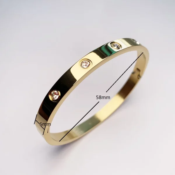 Gold Zircon Cross Nut Nail Bracelet - Image 7