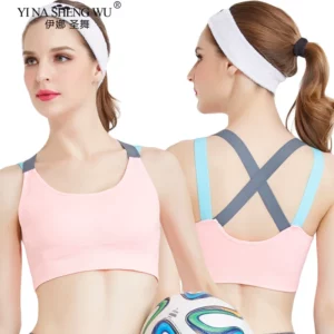 Soutien-gorge de sport respirant, dos croisé.