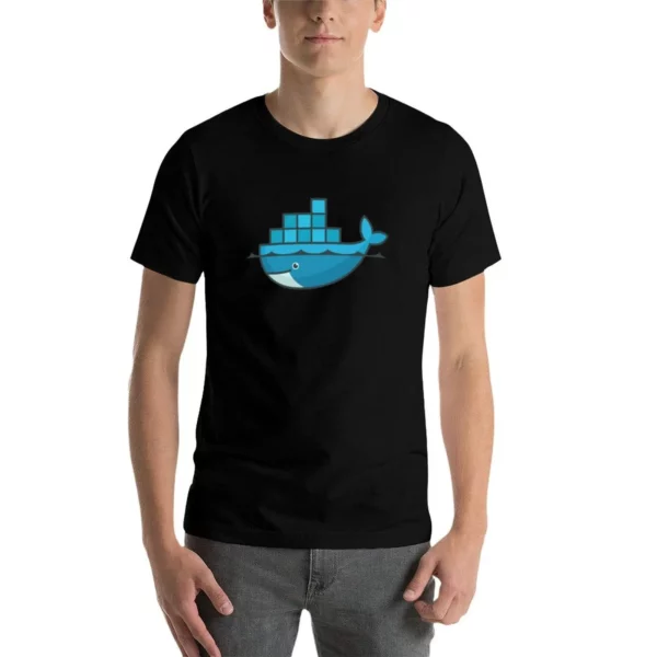 T-shirt oversized bleu graphique Docker. – Image 4