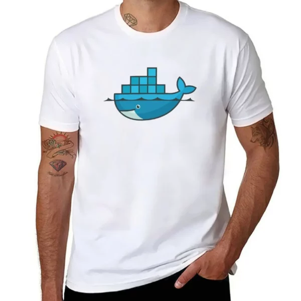 T-shirt oversized bleu graphique Docker. – Image 6
