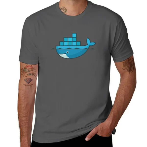 T-shirt oversized bleu graphique Docker. – Image 7