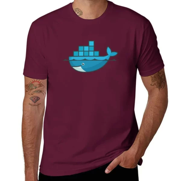 T-shirt oversized bleu graphique Docker. – Image 9