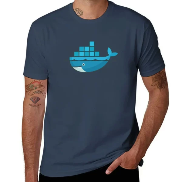 T-shirt oversized bleu graphique Docker. – Image 12