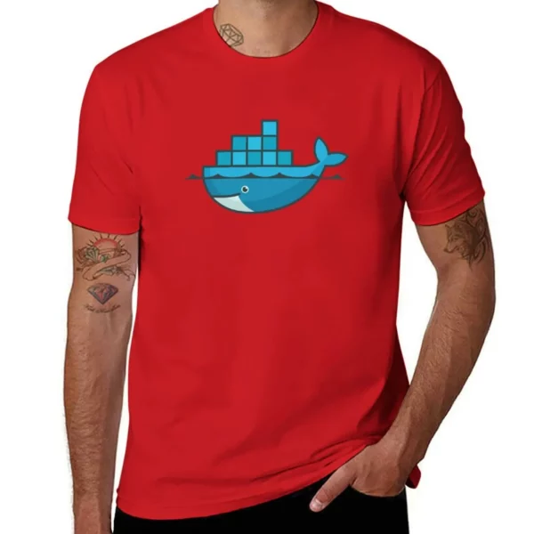 T-shirt oversized bleu graphique Docker. – Image 10