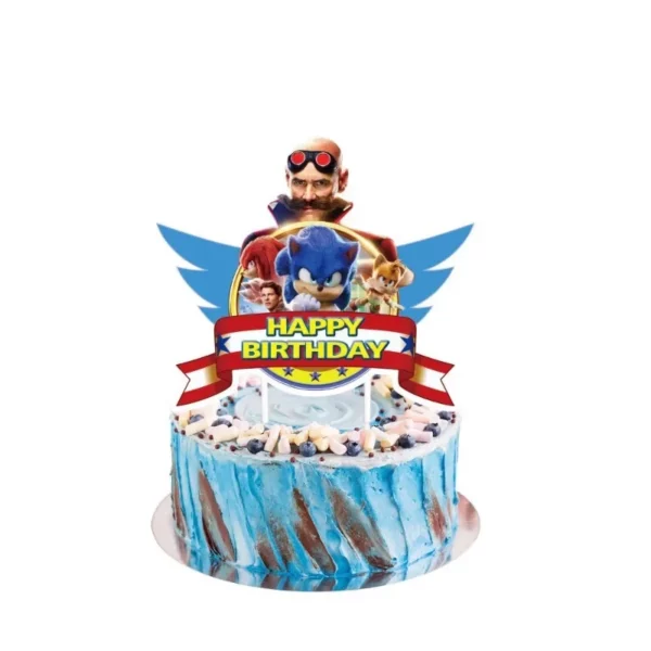 Décoration de gâteau Sonic pour anniversaire. – Image 2