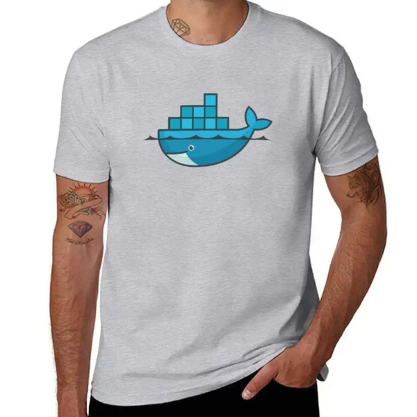 T-shirt oversized bleu graphique Docker. – Image 8